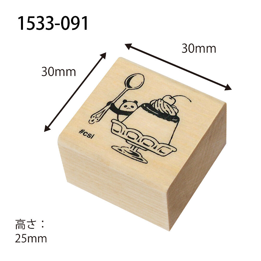 Kodomo no kao木印章 熊貓食布甸