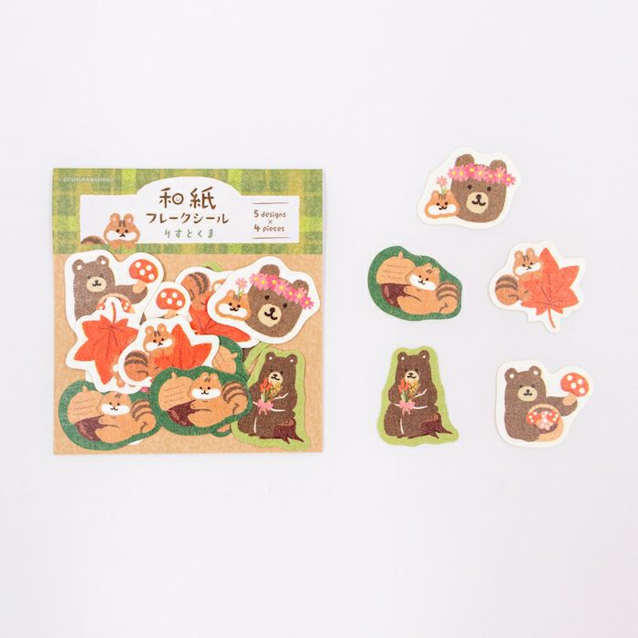 古川紙工 貼紙 花栗鼠和熊