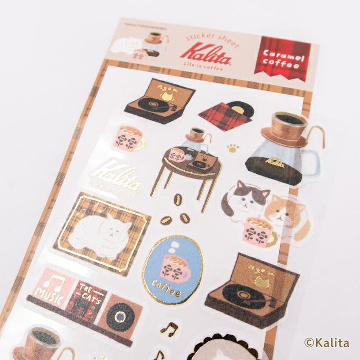 古川紙工xKalita燙金貼紙 Caramel coffee