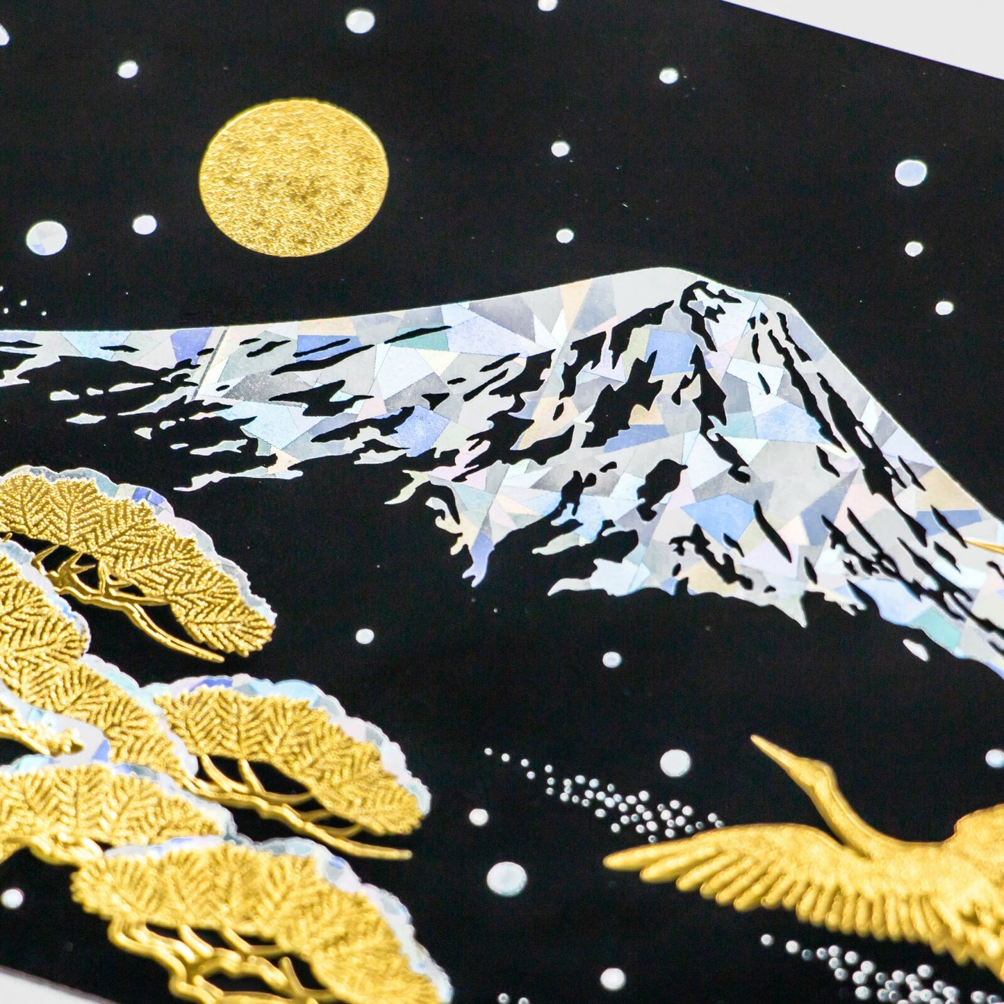 富士山 燙金明信片 冬