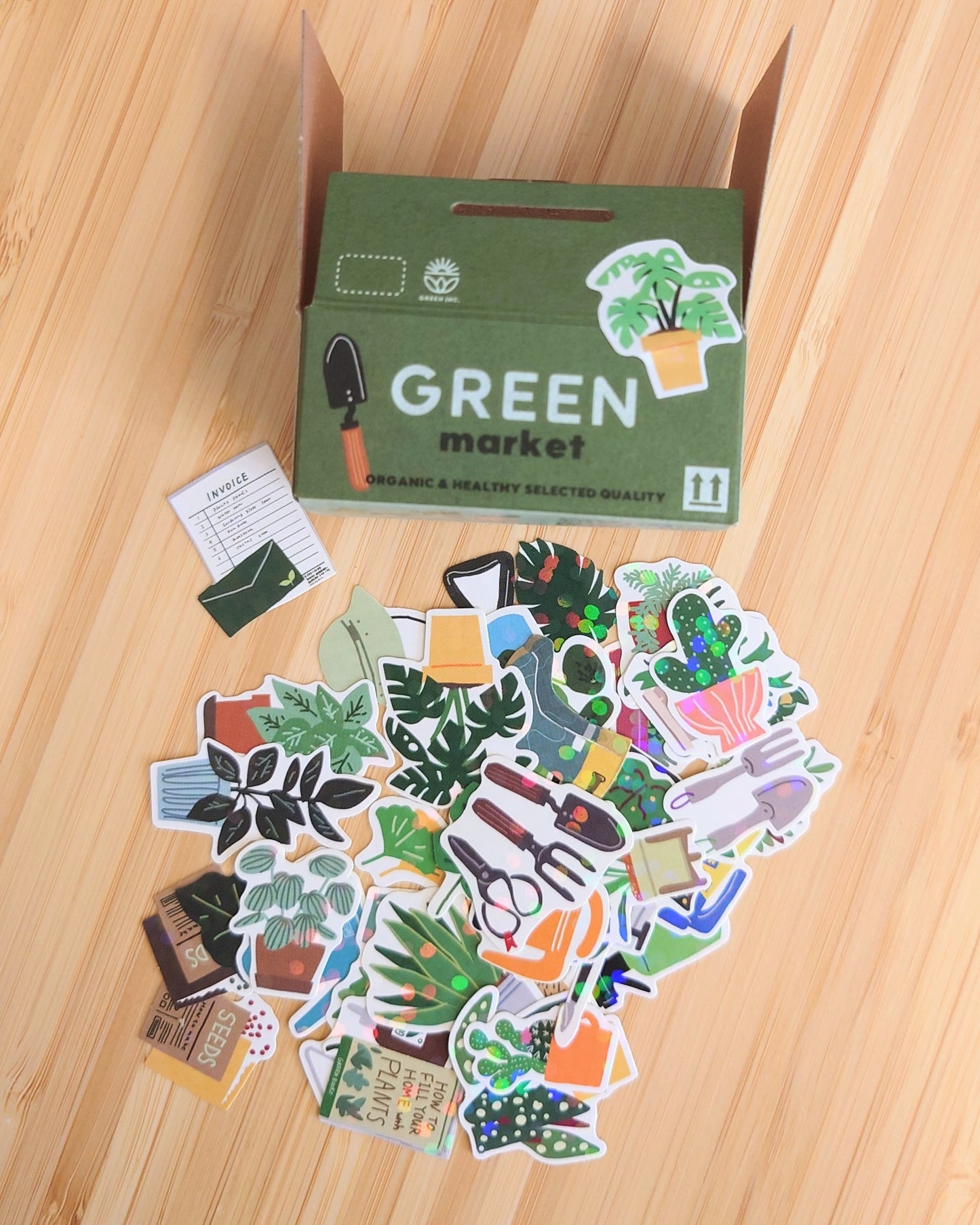 Greeting life紙箱貼紙 Green