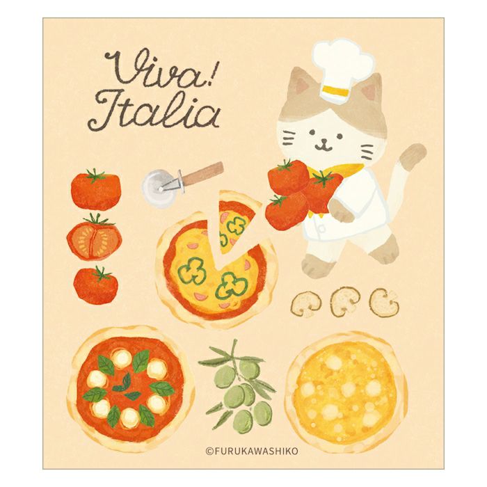 古川紙工4designs memo pad Pizza貓