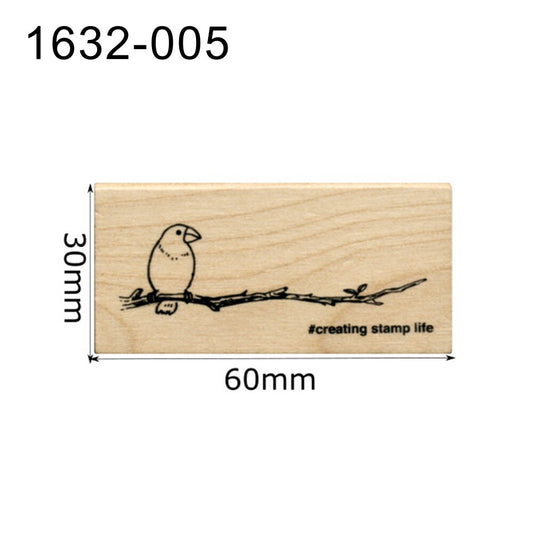Kodomo no kao木印章 小鳥和枝頭