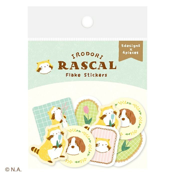 「日本限定」古川紙工 貼紙 Rascal小浣熊 花