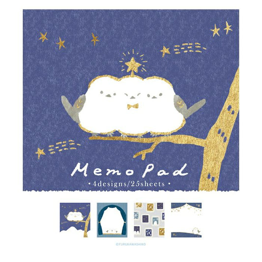 古川紙工4designs memo pad 星星和小鳥