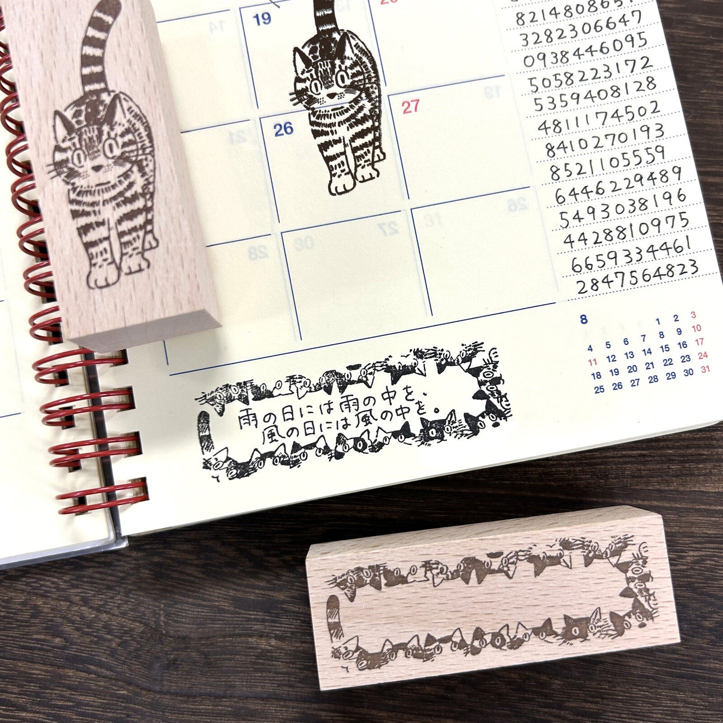 Arte木印章 很多三色貓