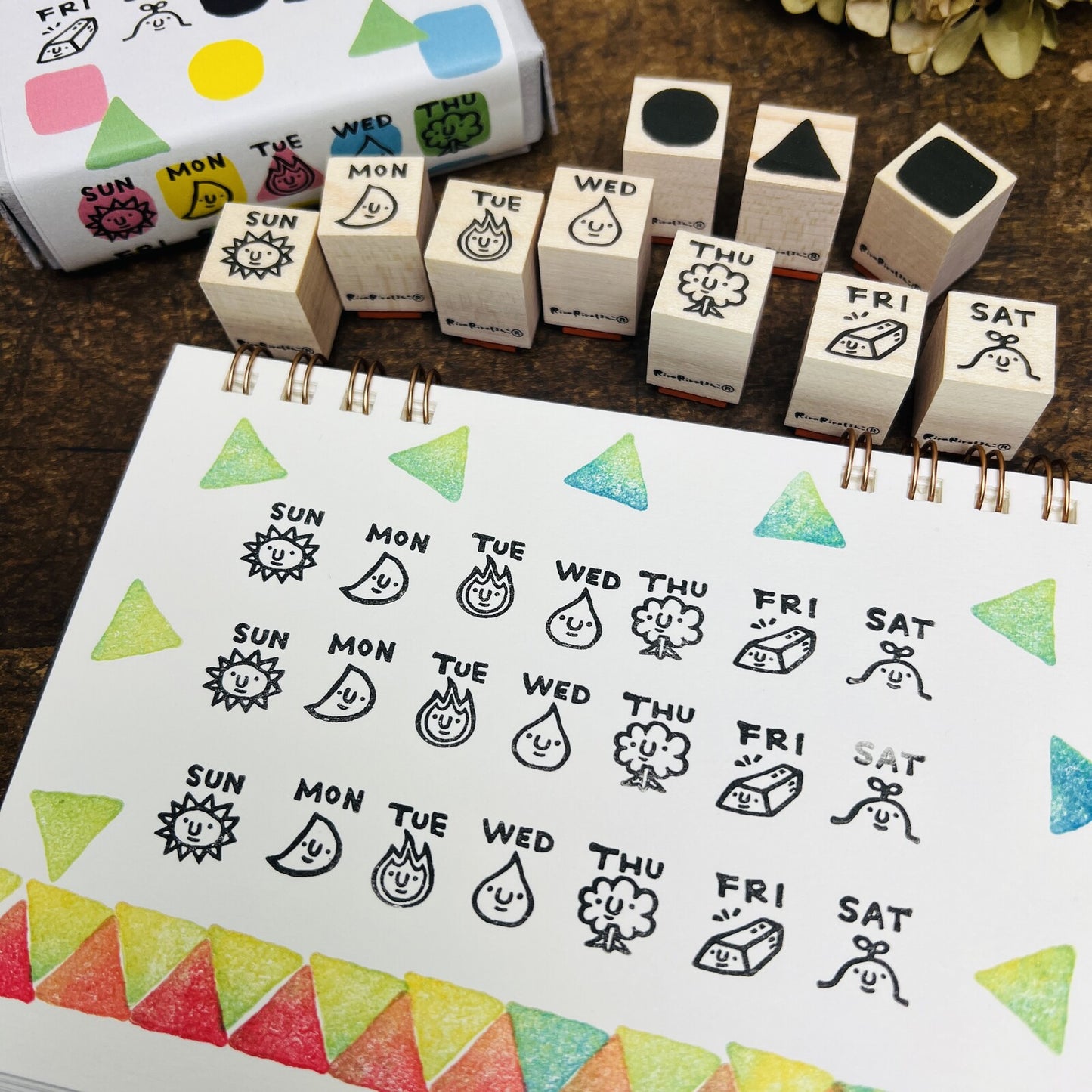 RiraRira印章 星期印章set(10個）