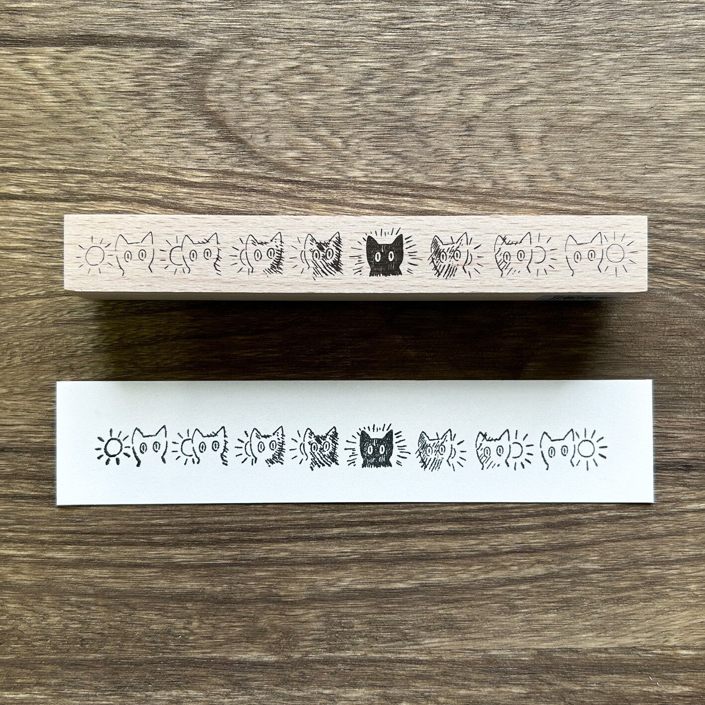 Arte木質長型印章 逆光的貓貓