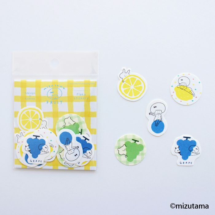 「日本限定」古川紙工 貼紙 Mizutama Fruit lemon x grape