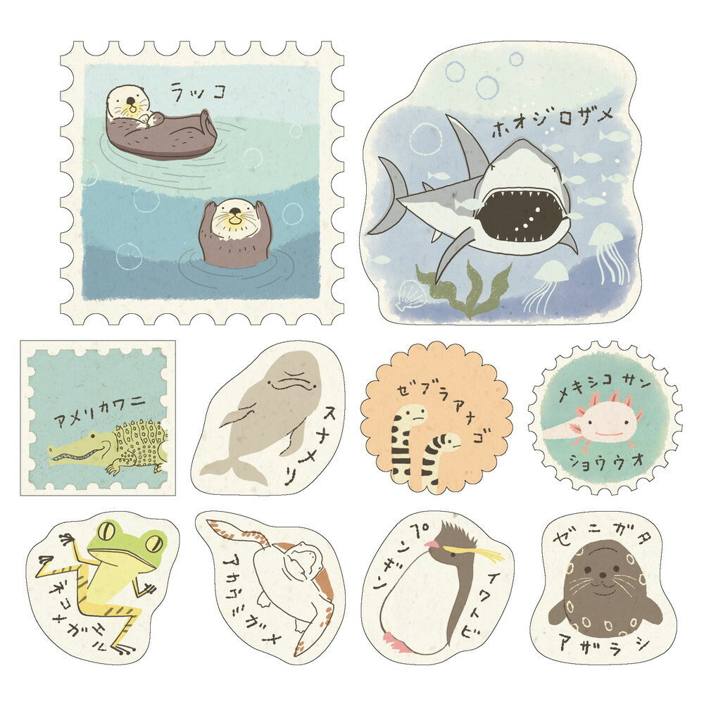 シール堂 絕滅危惧種flake sticker 水中動物篇