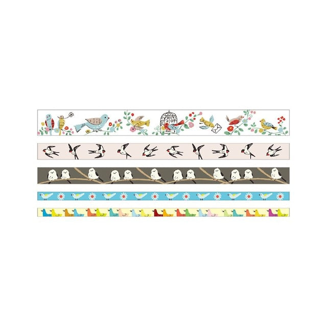 シール堂 加藤真治盒裝紙膠帶（5卷裝）birds