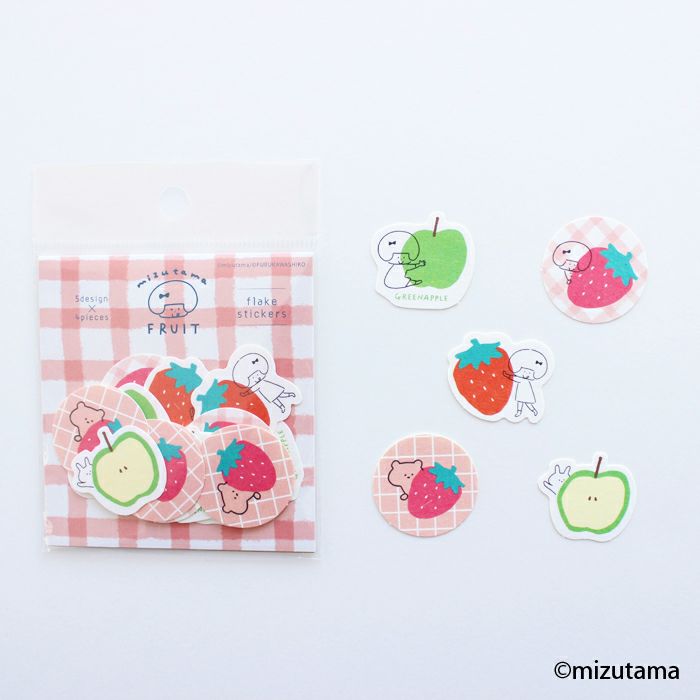 「日本限定」古川紙工 貼紙 Mizutama Fruit apple x stawberry