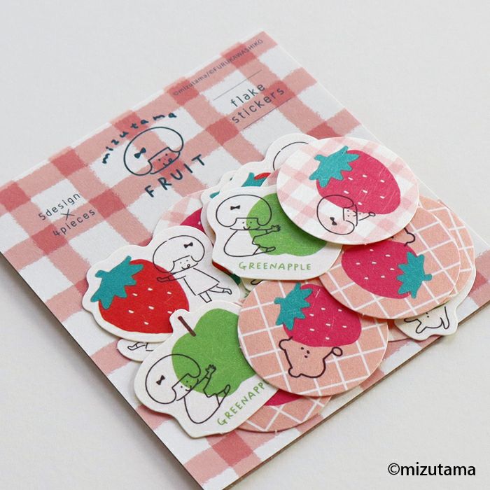 「日本限定」古川紙工 貼紙 Mizutama Fruit apple x stawberry