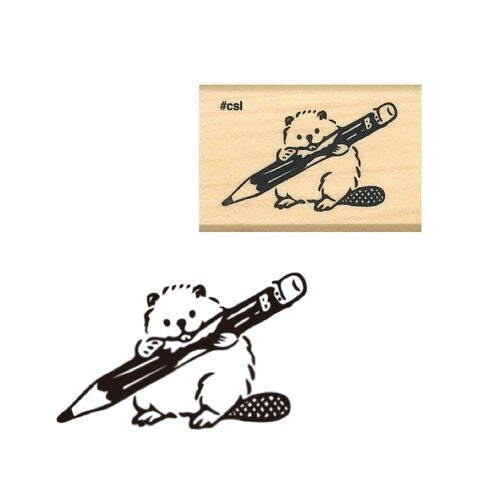 Kodomo no kao木印章 鉛筆海狸