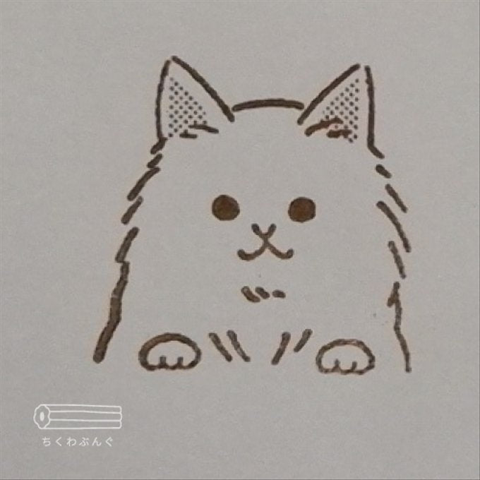 chikuwa bungu印章 白貓．長毛