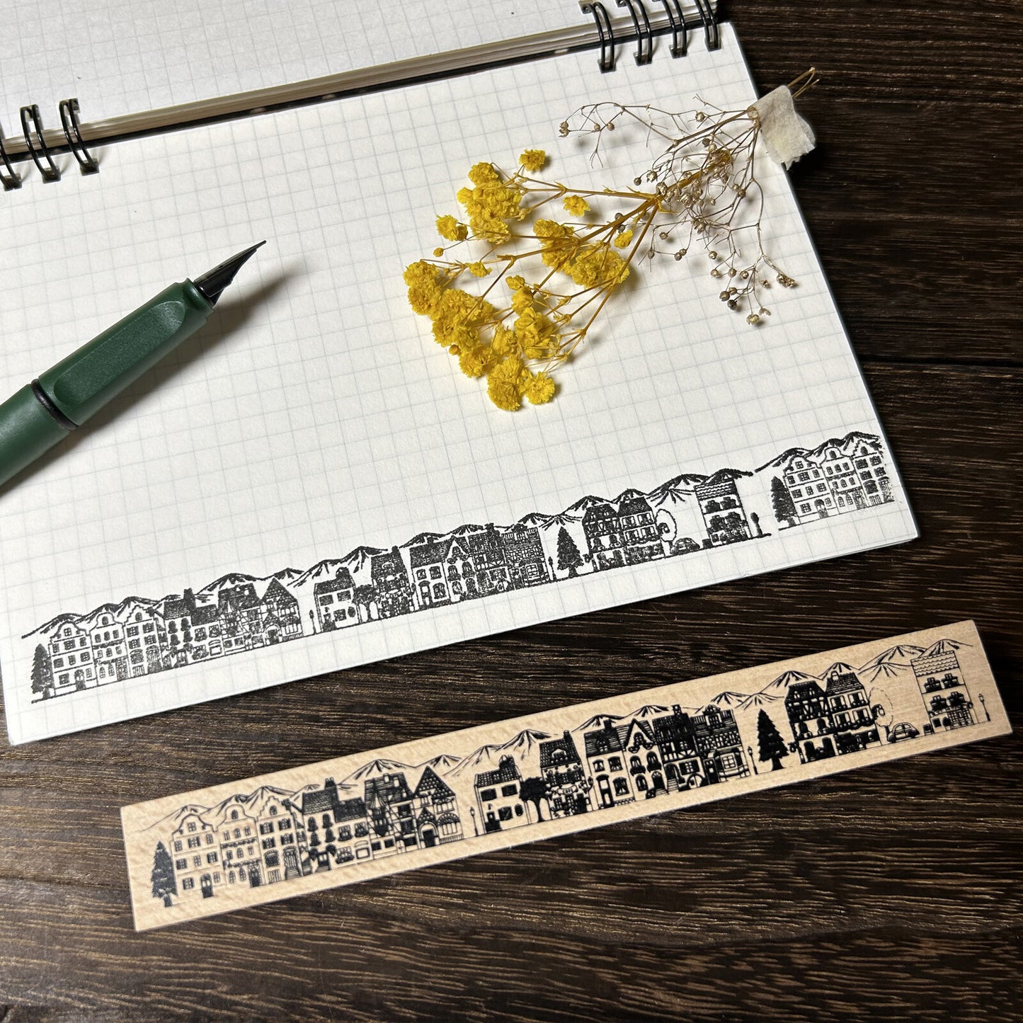 Arte木質長型印章 城市景觀