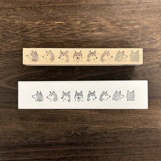 Arte木質長型印章 旋轉柴犬