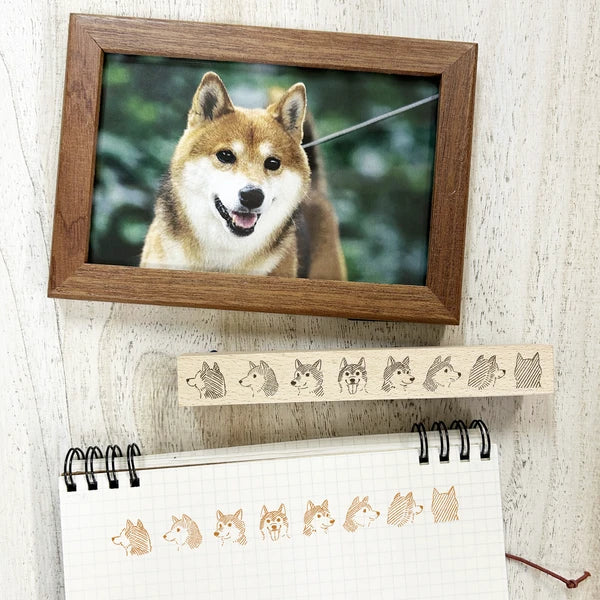 Arte木質長型印章 旋轉柴犬