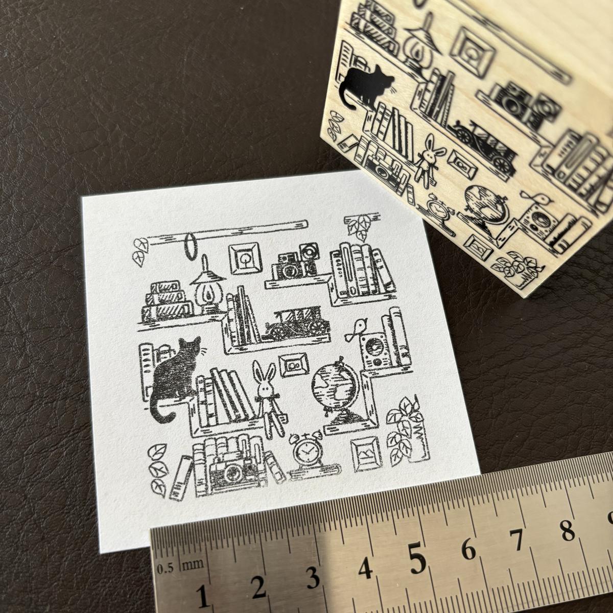 wakimichistamp印章 書架和貓
