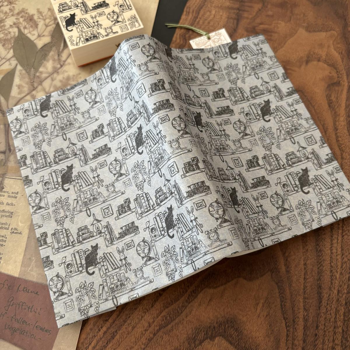 wakimichistamp印章 書架和貓