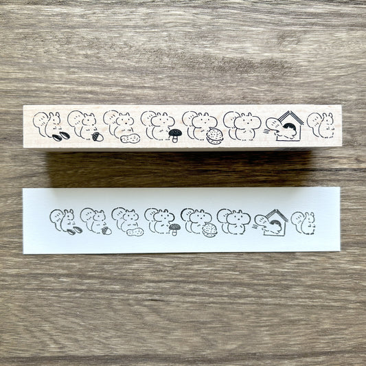 Arte木質長型印章 臉頰鼓鼓的松鼠