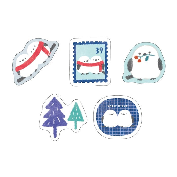 古川紙工 貼紙 雪和長尾山雀