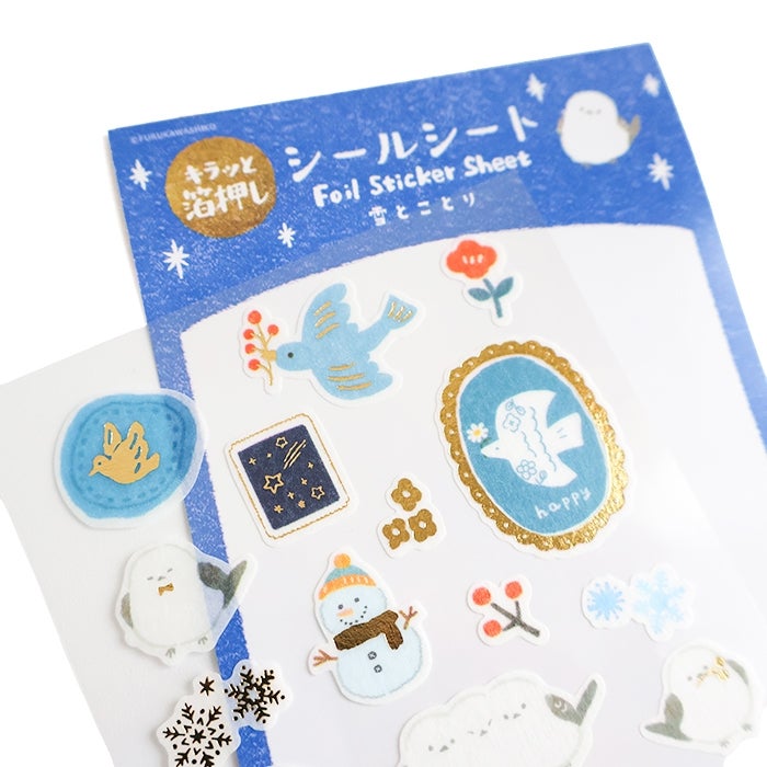 古川紙工 貼紙 雪和長尾山雀
